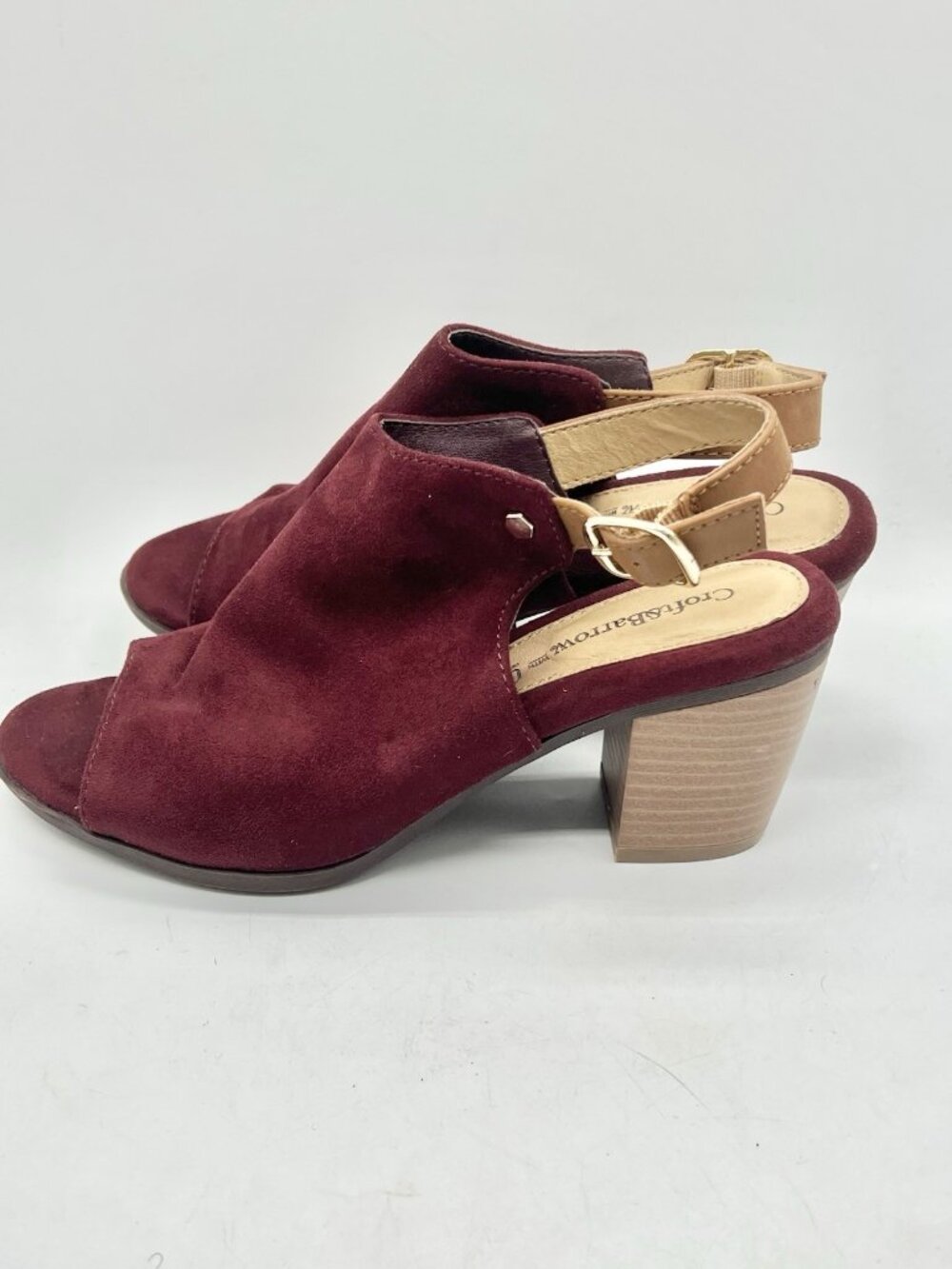 Croft & Barrow Sabrina Chunky Block Heel Peep Toe Slingback Boho Womens 7